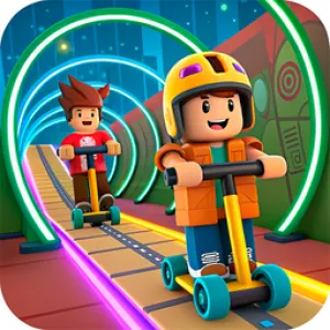 Sprunki And Obby: Scooter Racing!